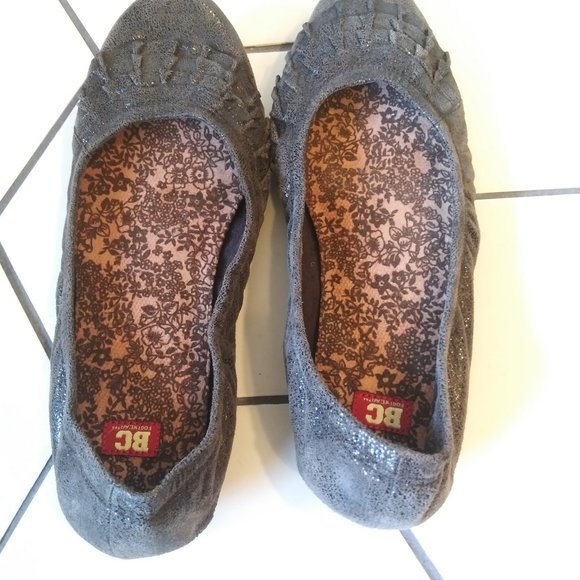 BC Footwear Brown & Black Leather Sparkly Flats with Ruffles, Size 7,  NWOT - Picture 3 of 9